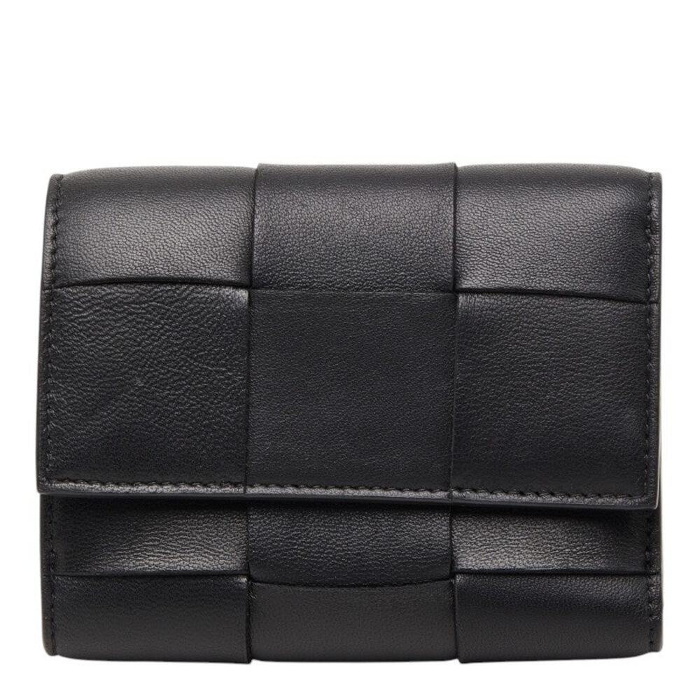 Bottega Veneta Maxi Intrecciato Cassette Trifold Wallet Black
